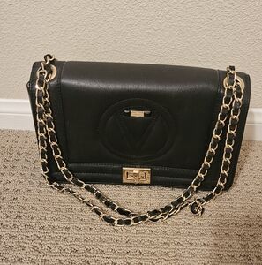 Valentino Shoulder Bag Black Gold Details